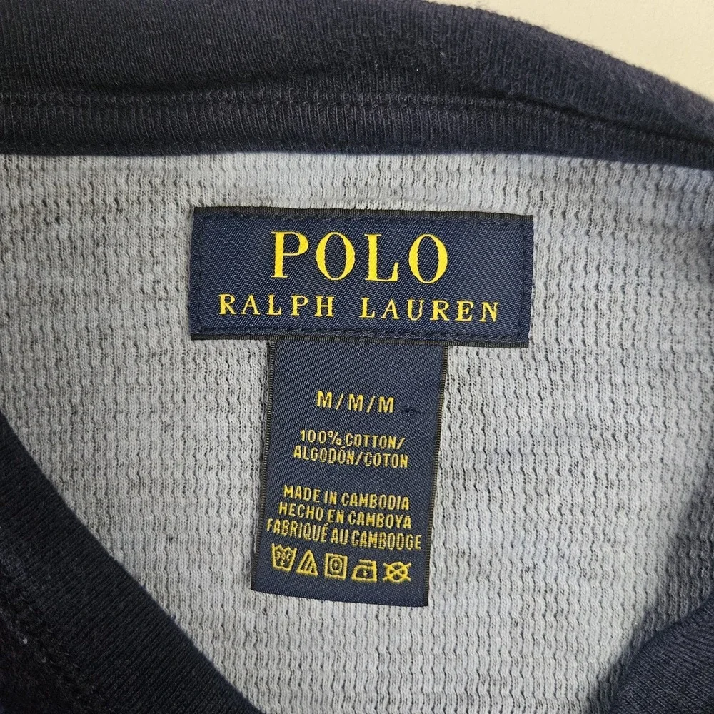 Polo Ralph Lauren Shirt M Blue Aztec Waffle‎ Thermal Long Sleeve Southwest Layer